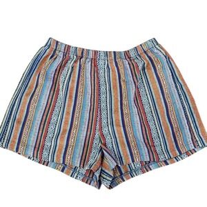 SHEIN Striped Boho Tribal Print Aztec Elastic Waist Shorts Women S